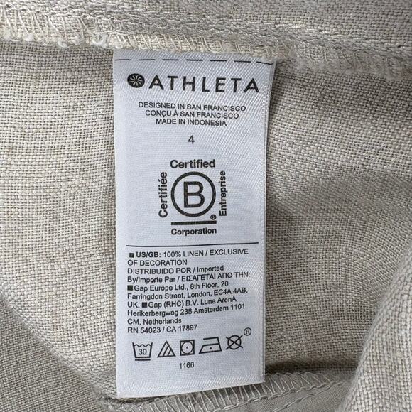 Athleta 100% Linen Woven Tan Relaxed Straight Leg Beachy Trousers Womens Sz 4 - Picture 9 of 10